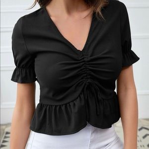 Black ruched blouse